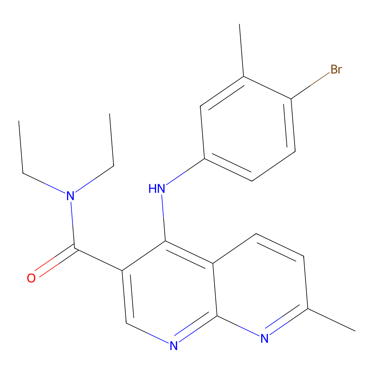4-[(4-bromo-3-methylphenyl)amino]-N,N-diethyl-7-methyl-1,8-naphthyridine-3-carboxamide molecular structure, CAS 1251674-14-2