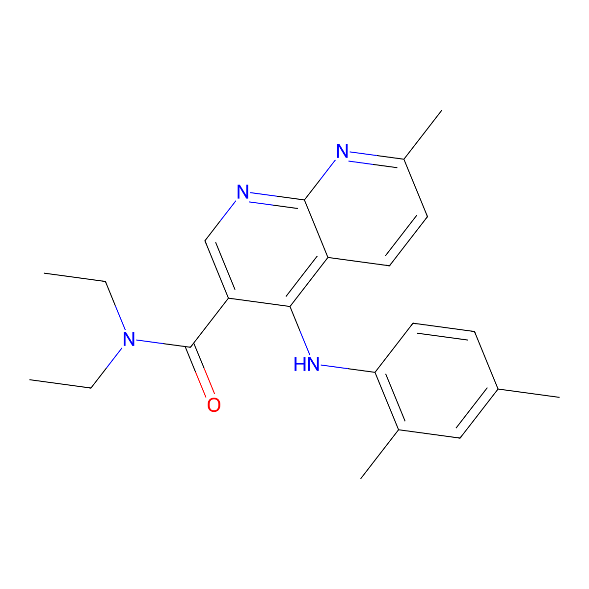 4-[(2,4-dimethylphenyl)amino]-N,N-diethyl-7-methyl-1,8-naphthyridine-3-carboxamide molecular structure, CAS 1251674-15-3