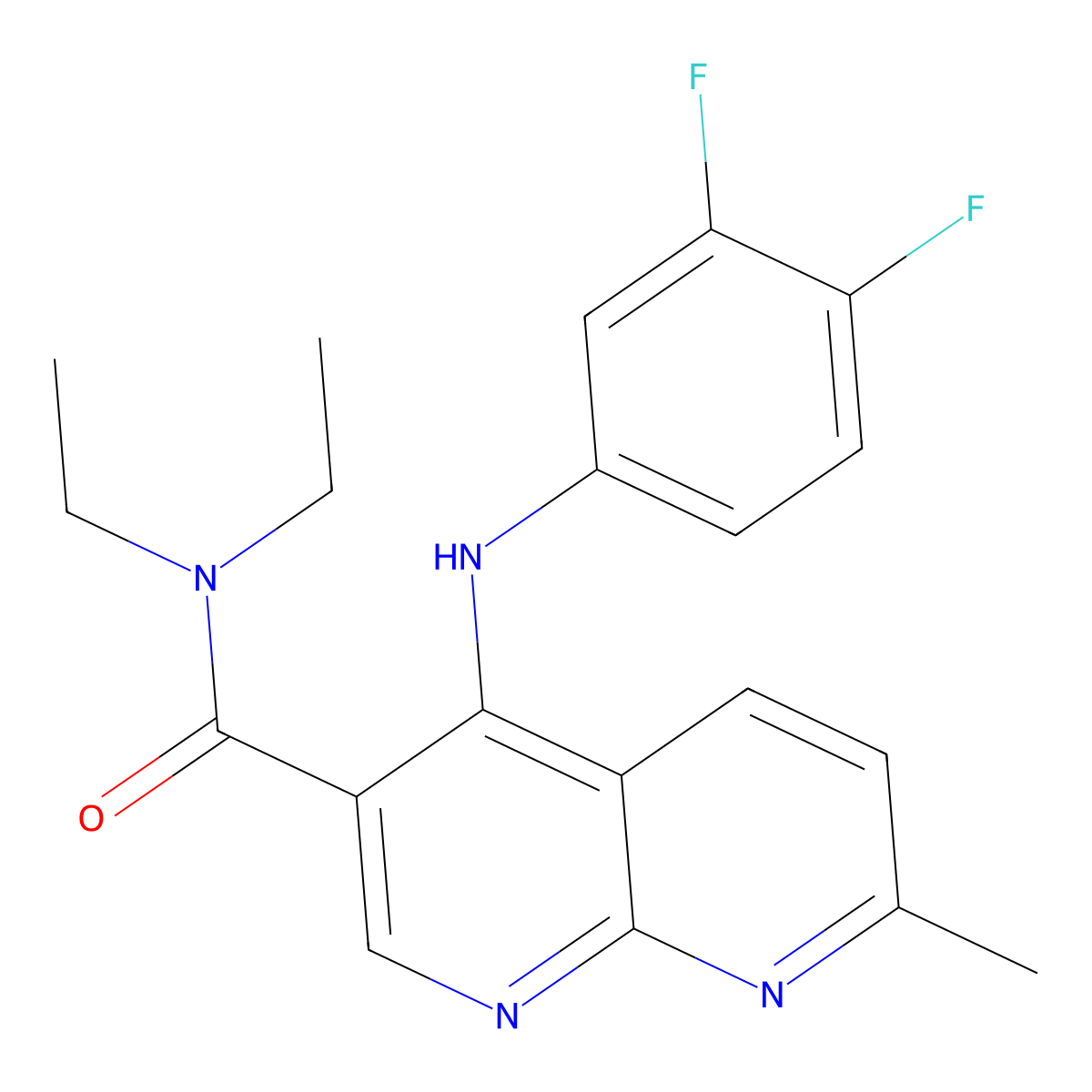 4-[(3,4-difluorophenyl)amino]-N,N-diethyl-7-methyl-1,8-naphthyridine-3-carboxamide molecular structure, CAS 1251674-16-4