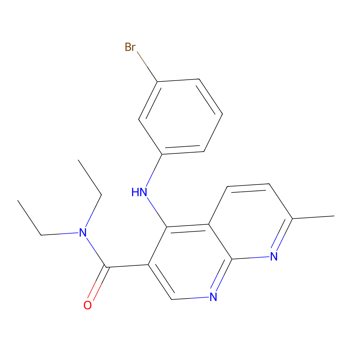 4-((3-bromophenyl)amino)-N,N-diethyl-7-methyl-1,8-naphthyridine-3-carboxamide molecular structure, CAS 1251674-18-6