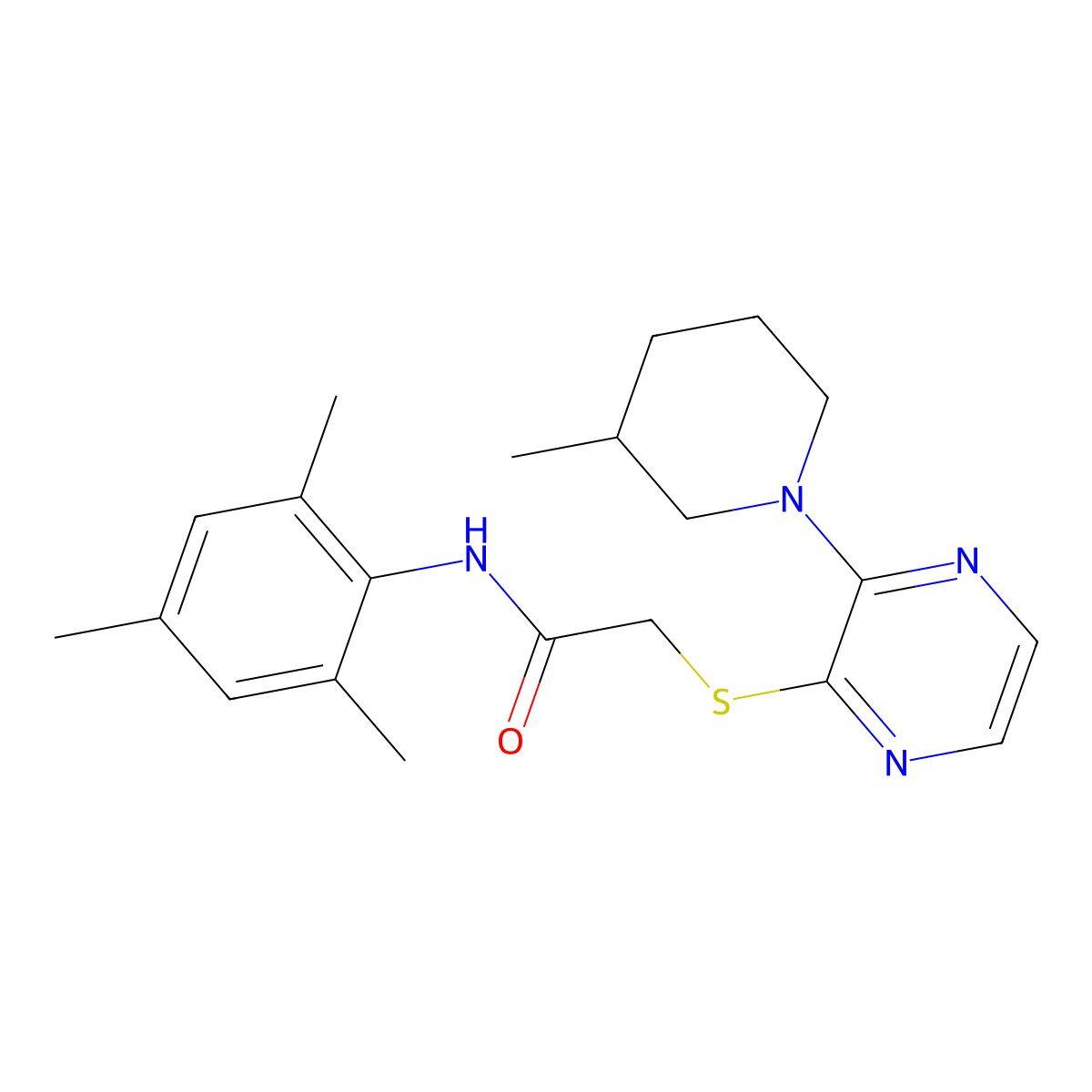 2-{[3-(3-methylpiperidin-1-yl)pyrazin-2-yl]sulfanyl}-N-(2,4,6-trimethylphenyl)acetamide molecular structure, CAS 1251674-27-7