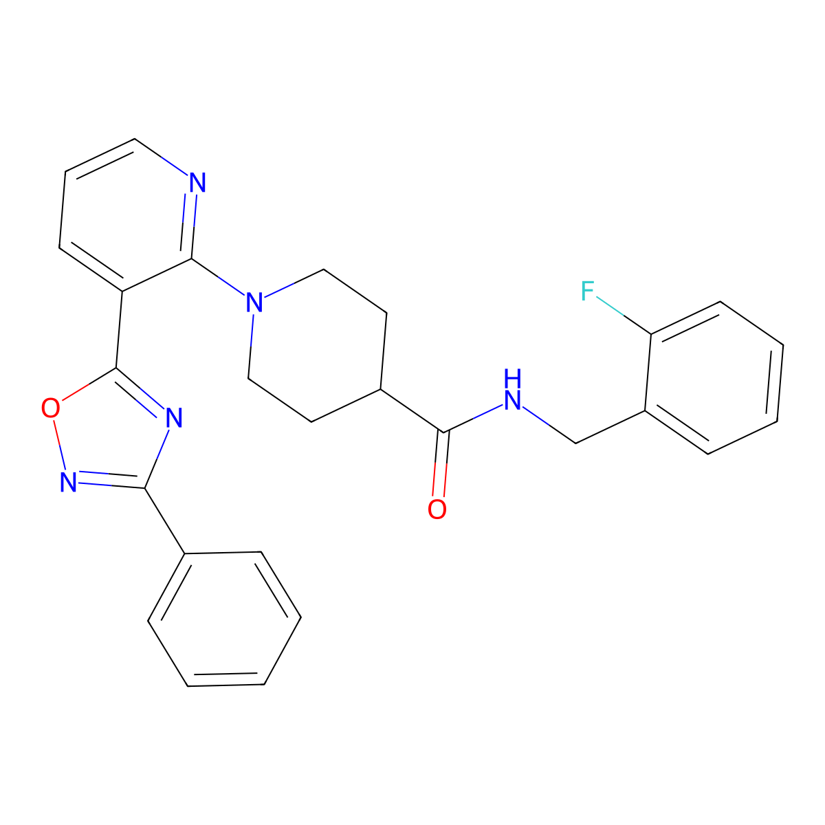 N-[(2-fluorophenyl)methyl]-1-[3-(3-phenyl-1,2,4-oxadiazol-5-yl)pyridin-2-yl]piperidine-4-carboxamide molecular structure, CAS 1251674-28-8