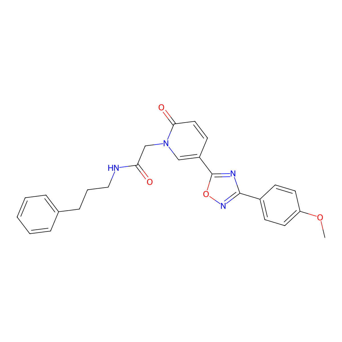 2-{5-[3-(4-methoxyphenyl)-1,2,4-oxadiazol-5-yl]-2-oxo-1,2-dihydropyridin-1-yl}-N-(3-phenylpropyl)acetamide molecular structure, CAS 1251674-29-9