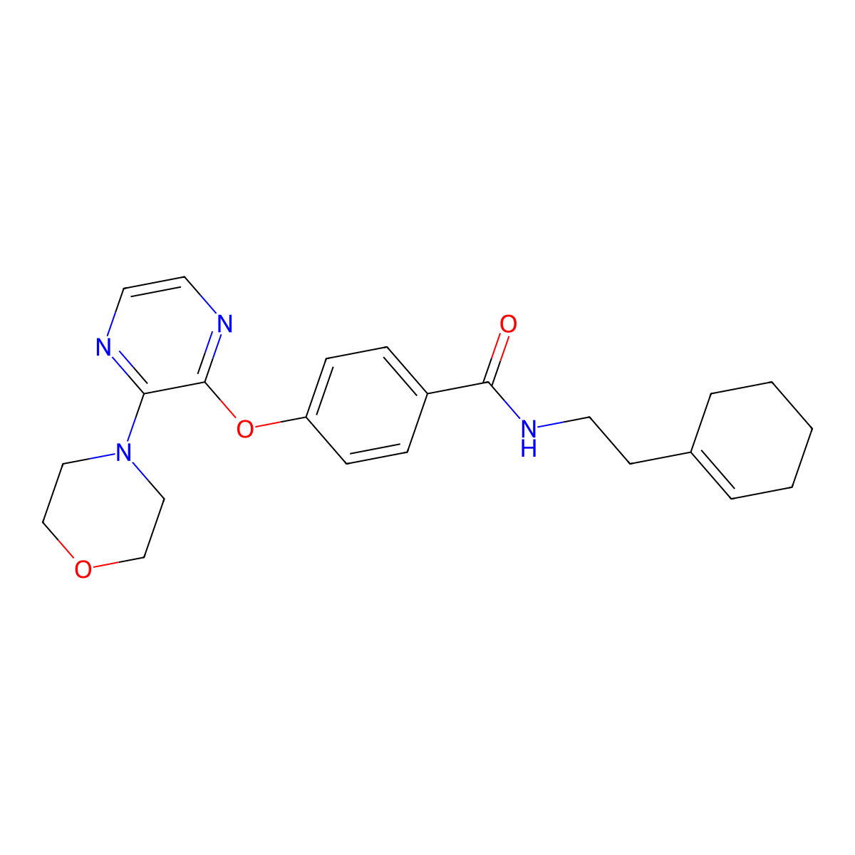 N-[2-(cyclohex-1-en-1-yl)ethyl]-4-{[3-(morpholin-4-yl)pyrazin-2-yl]oxy}benzamide molecular structure, CAS 1251674-33-5