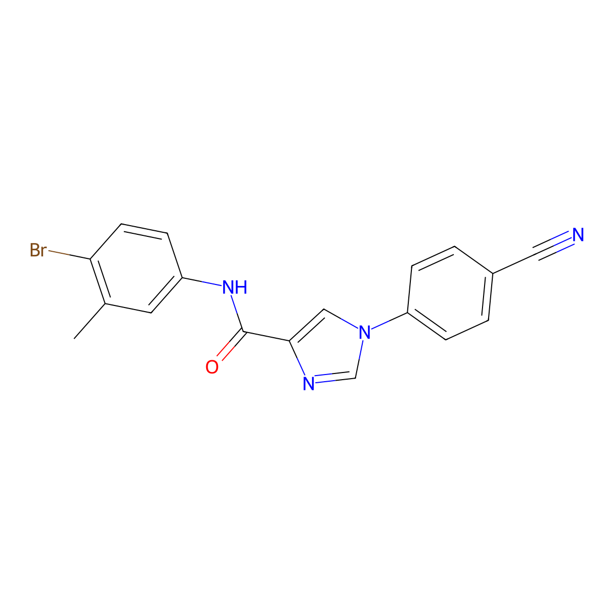 N-(4-bromo-3-methylphenyl)-1-(4-cyanophenyl)-1H-imidazole-4-carboxamide molecular structure, CAS 1251674-40-4