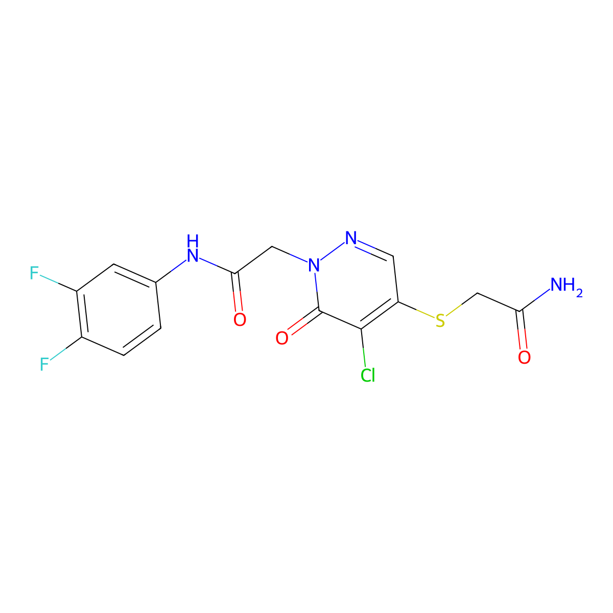 2-[(5-Chloro-1-{[(3,4-difluorophenyl)carbamoyl]methyl}-6-oxo-1,6-dihydropyridazin-4-yl)sulfanyl]acetamide molecular structure, CAS 1251674-52-8