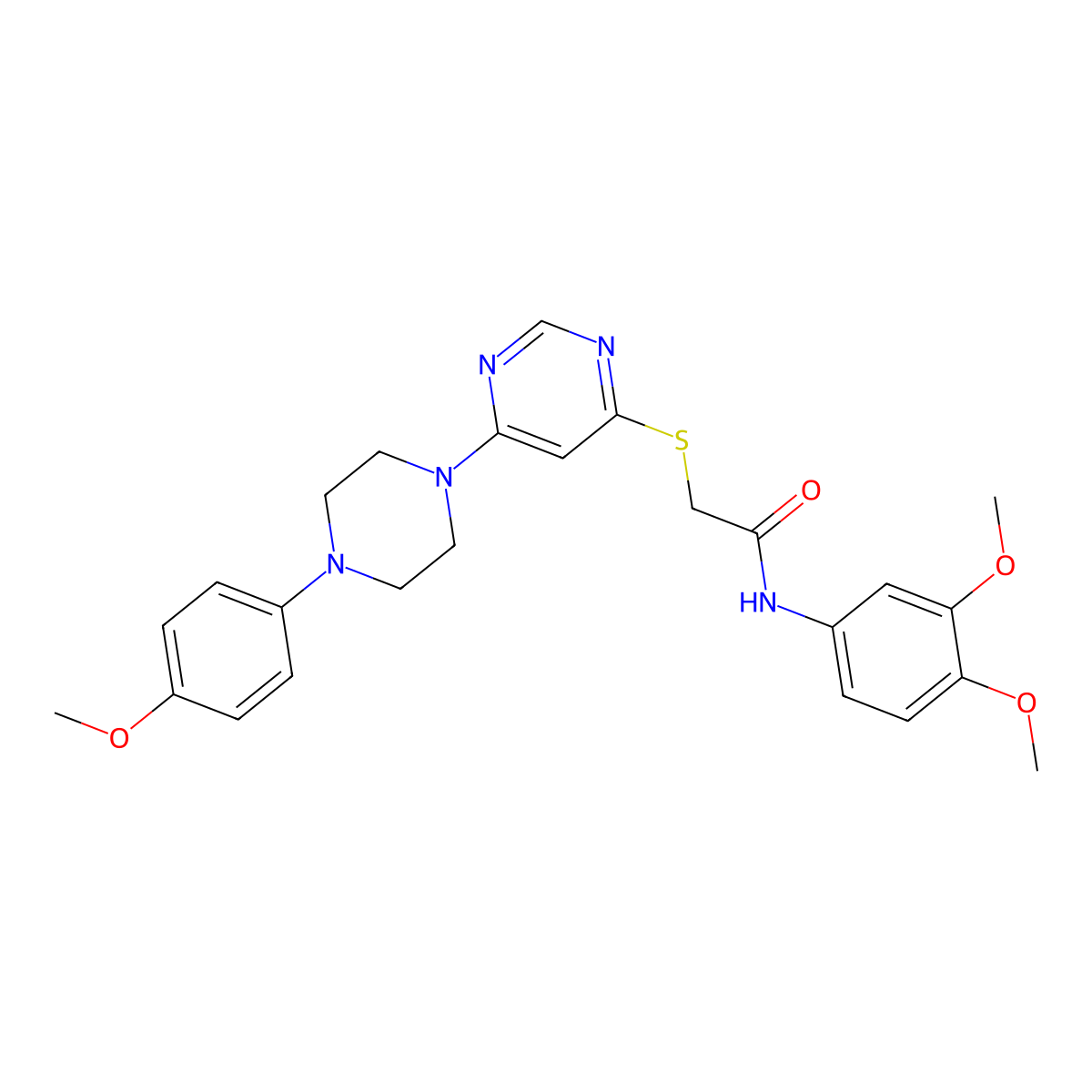 N-(3,4-dimethoxyphenyl)-2-({6-[4-(4-methoxyphenyl)piperazin-1-yl]pyrimidin-4-yl}sulfanyl)acetamide molecular structure, CAS 1251674-66-4