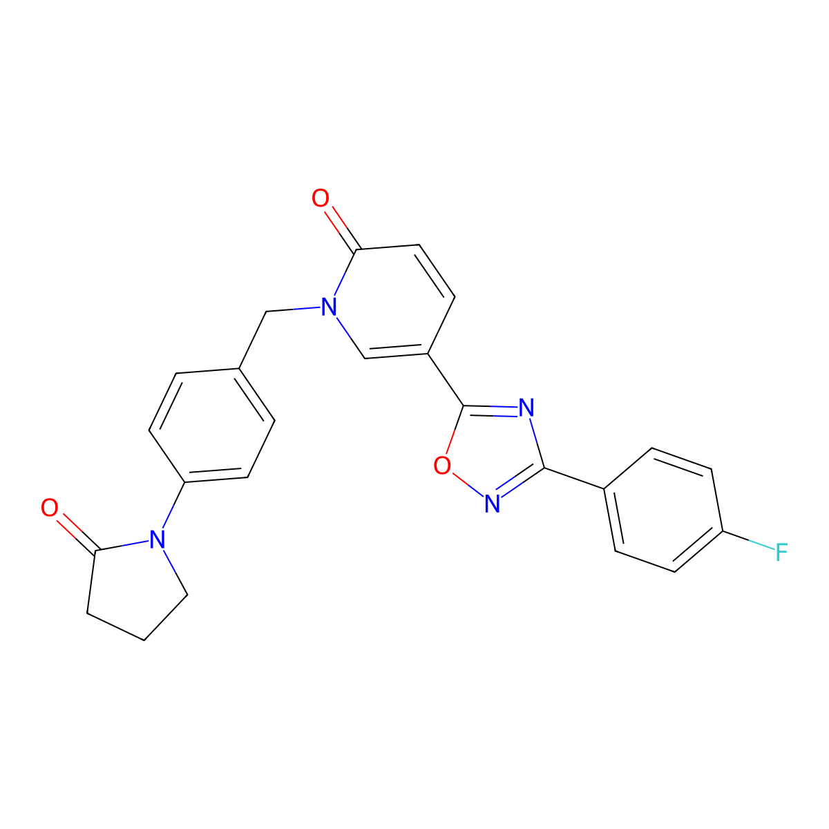 5-(3-(4-fluorophenyl)-1,2,4-oxadiazol-5-yl)-1-(4-(2-oxopyrrolidin-1-yl)benzyl)pyridin-2(1H)-one molecular structure, CAS 1251674-78-8
