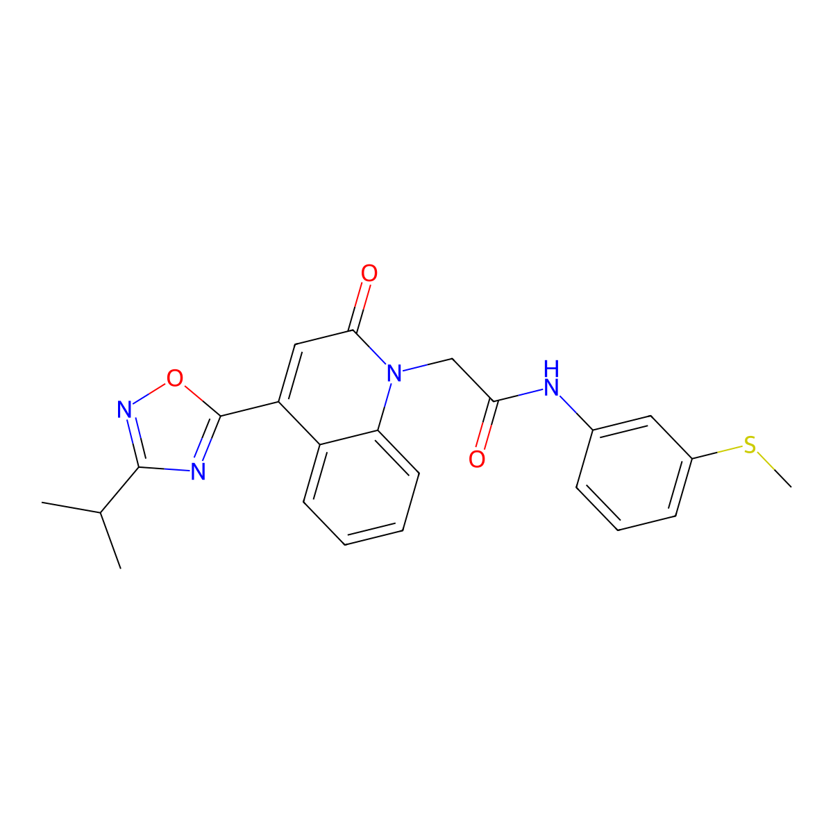 N-[3-(methylsulfanyl)phenyl]-2-{2-oxo-4-[3-(propan-2-yl)-1,2,4-oxadiazol-5-yl]-1,2-dihydroquinolin-1-yl}acetamide molecular structure, CAS 1251674-85-7