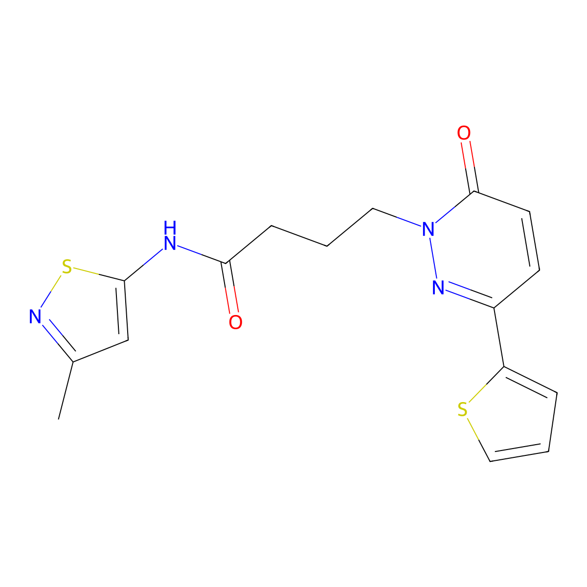 N-(3-methylisothiazol-5-yl)-4-(6-oxo-3-(thiophen-2-yl)pyridazin-1(6H)-yl)butanamide molecular structure, CAS 1251674-91-5