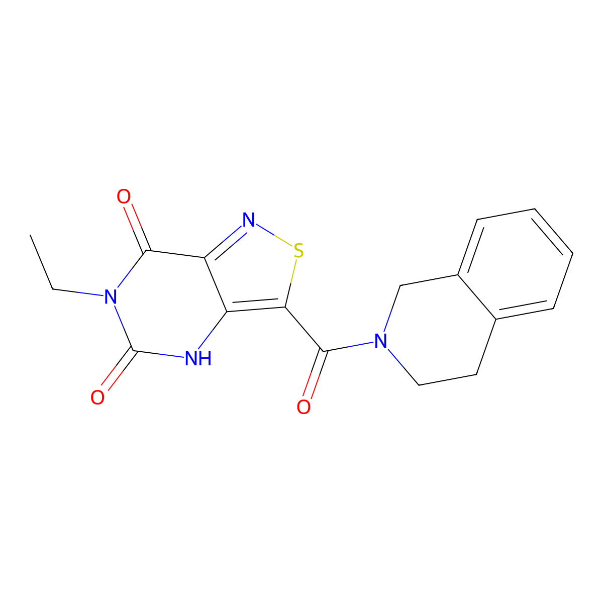 3-[3,4-dihydro-2(1H)-isoquinolinylcarbonyl]-6-ethylisothiazolo[4,3-d]pyrimidine-5,7(4H,6H)-dione molecular structure, CAS 1251675-11-2