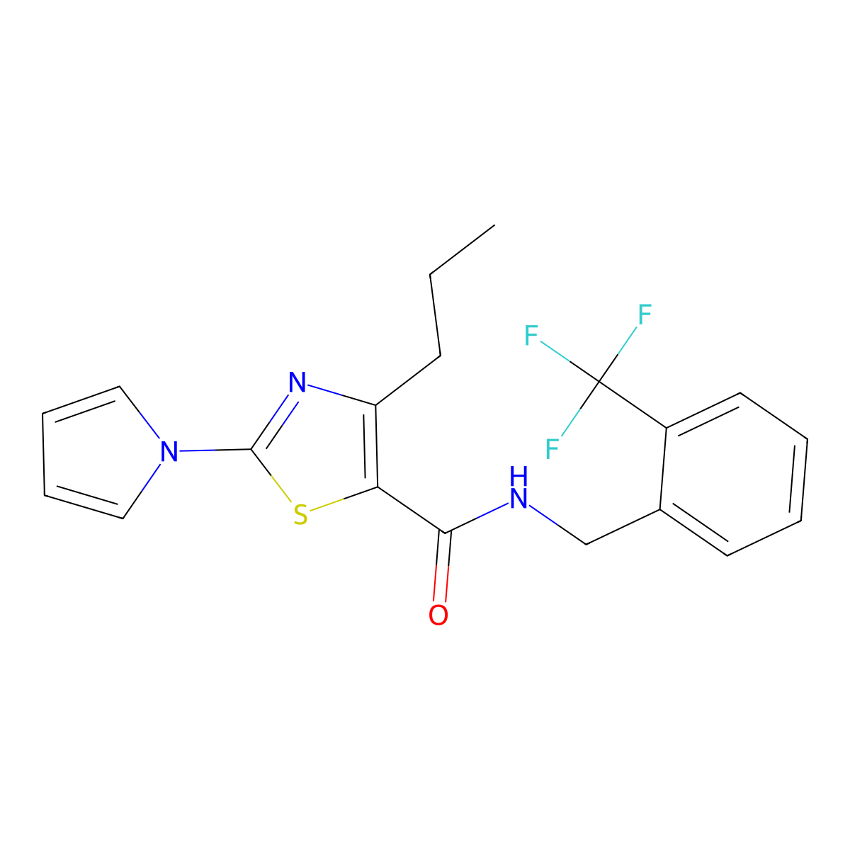 4-propyl-2-(1H-pyrrol-1-yl)-N-(2-(trifluoromethyl)benzyl)thiazole-5-carboxamide molecular structure, CAS 1251675-13-4