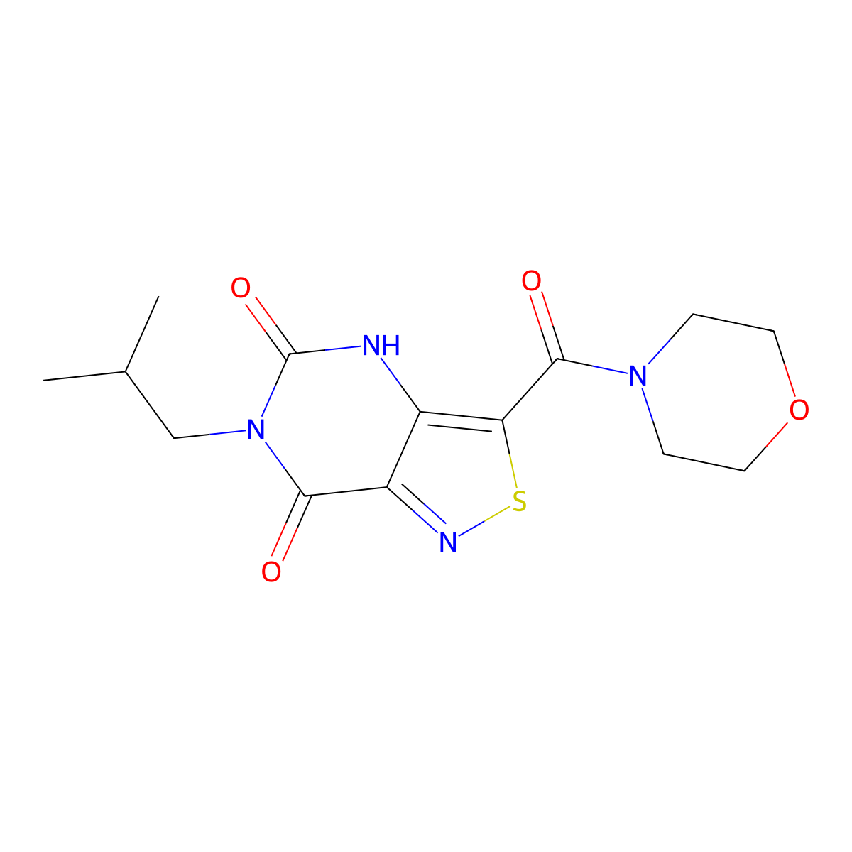 6-isobutyl-3-(morpholinocarbonyl)isothiazolo[4,3-d]pyrimidine-5,7(4H,6H)-dione molecular structure, CAS 1251675-24-7