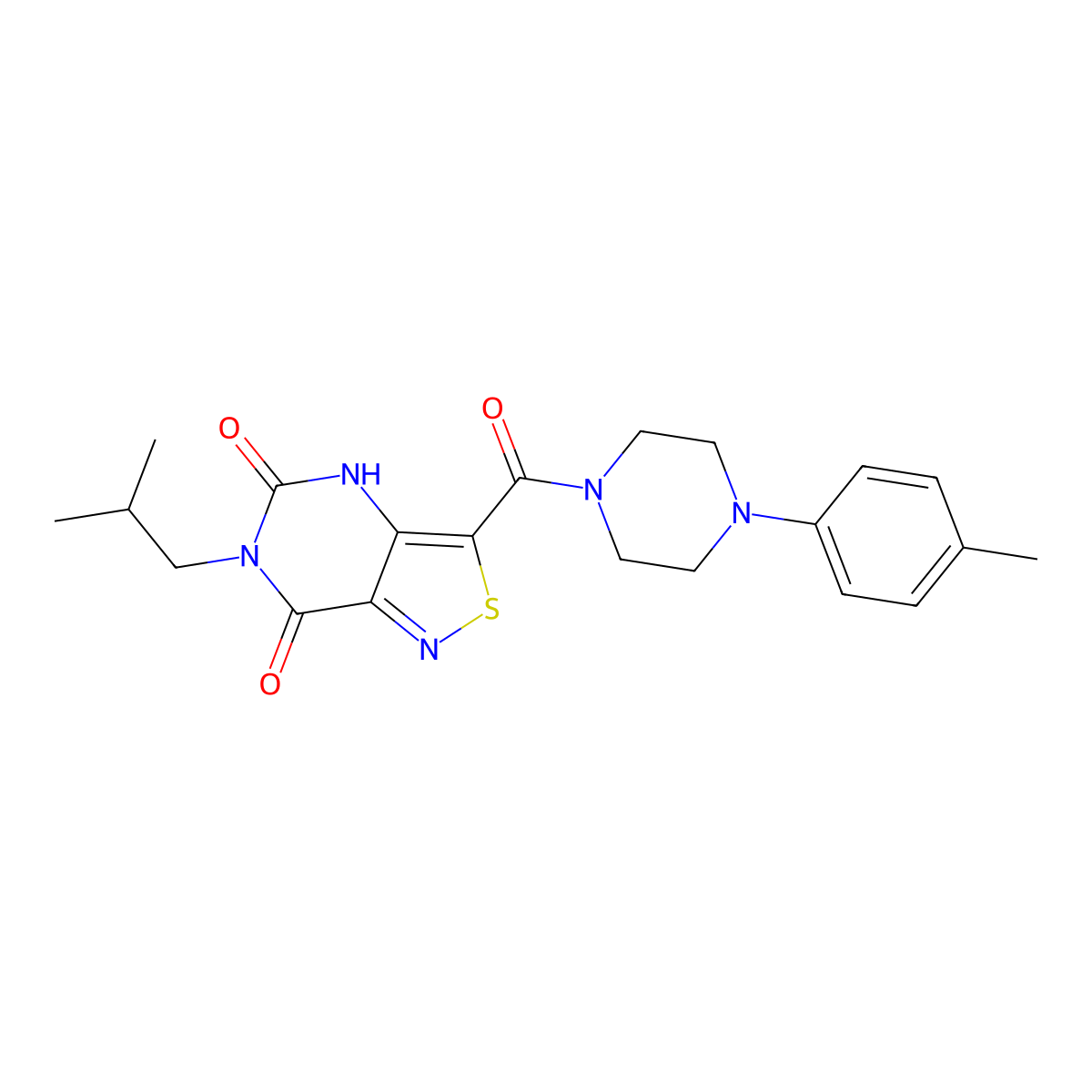6-isobutyl-3-(4-(p-tolyl)piperazine-1-carbonyl)isothiazolo[4,3-d]pyrimidine-5,7(4H,6H)-dione molecular structure, CAS 1251675-28-1