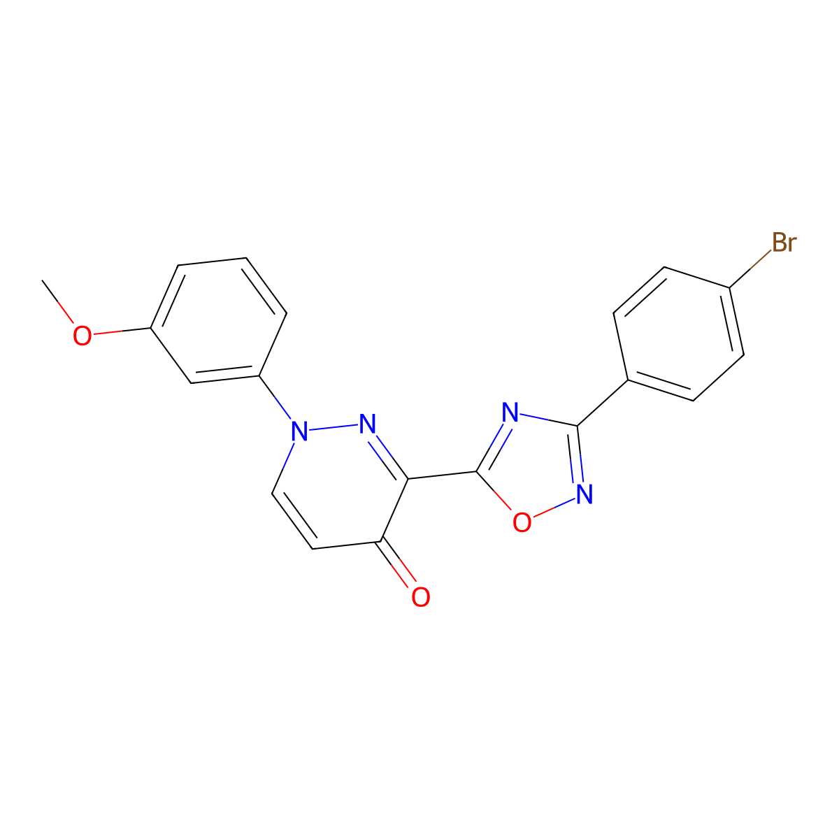 3-[3-(4-Bromophenyl)-1,2,4-oxadiazol-5-yl]-1-(3-methoxyphenyl)-1,4-dihydropyridazin-4-one molecular structure, CAS 1251675-38-3