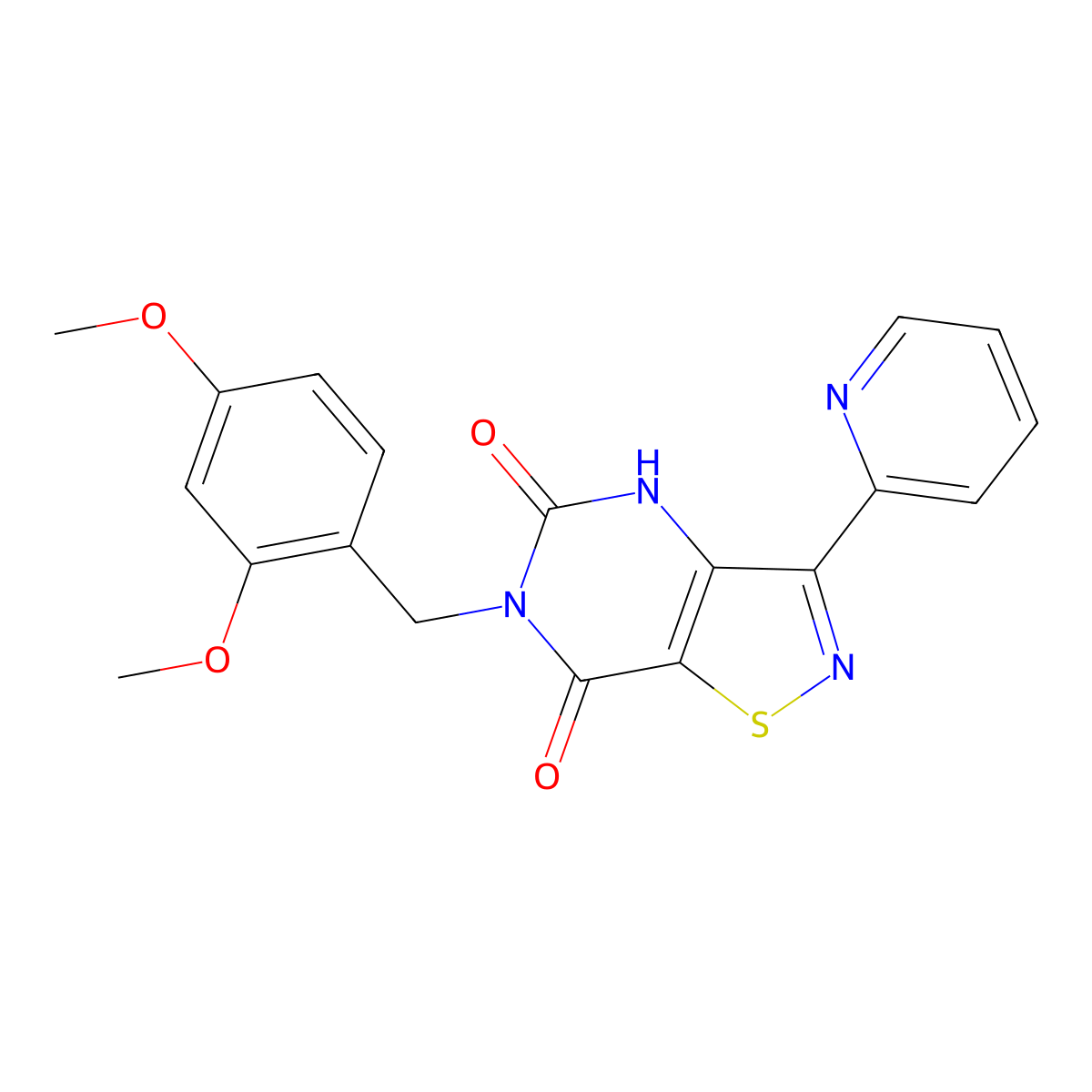 6-(2,4-dimethoxybenzyl)-3-(2-pyridyl)isothiazolo[4,5-d]pyrimidine-5,7(4H,6H)-dione molecular structure, CAS 1251675-47-4