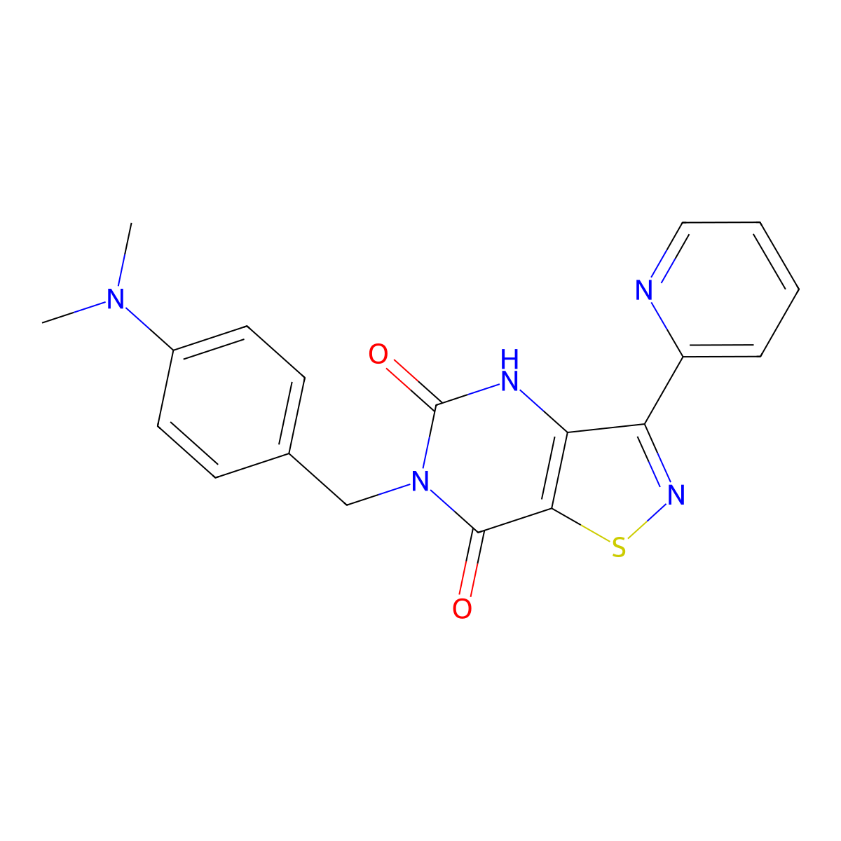 6-[4-(dimethylamino)benzyl]-3-(2-pyridyl)isothiazolo[4,5-d]pyrimidine-5,7(4H,6H)-dione molecular structure, CAS 1251675-51-0