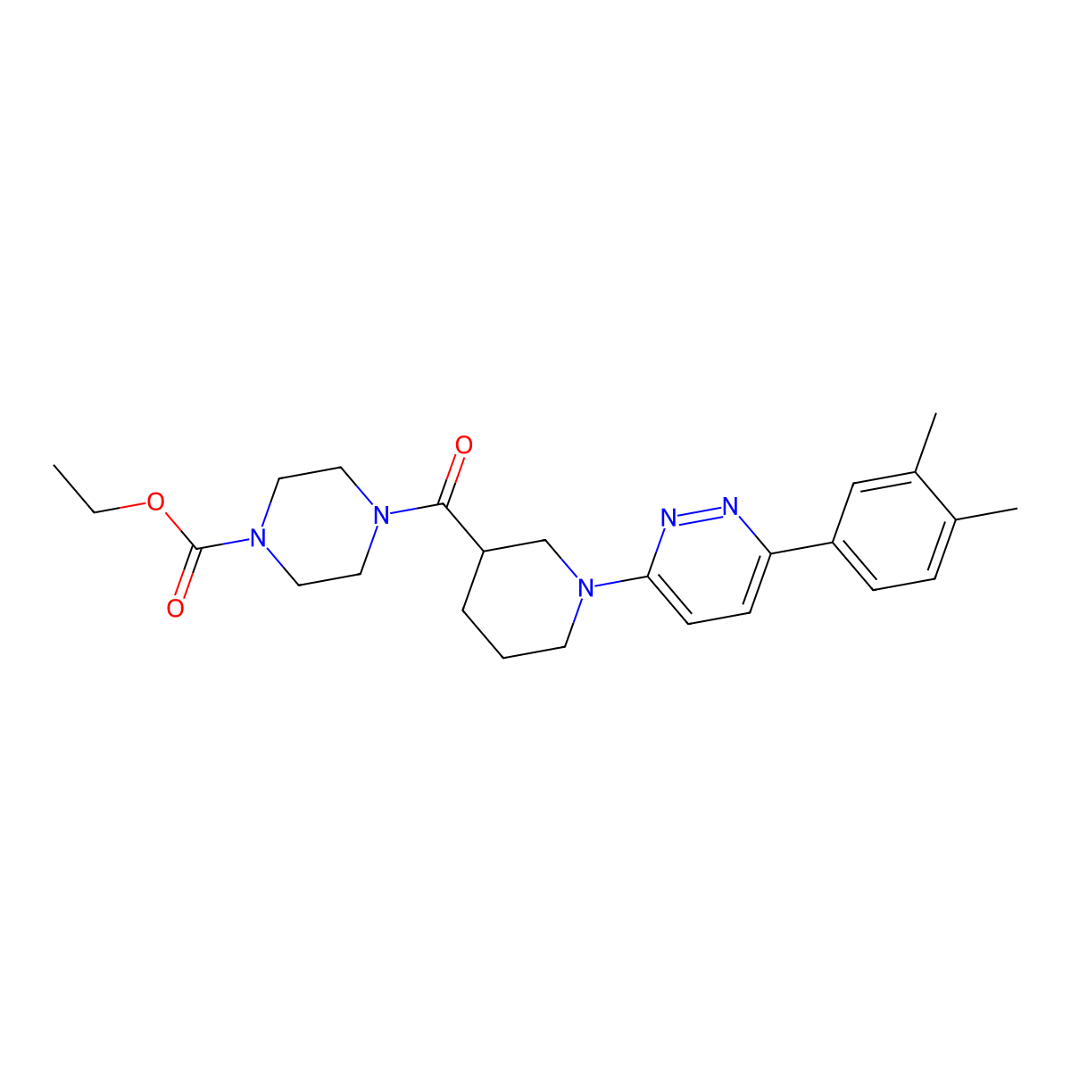 Ethyl 4-{1-[6-(3,4-dimethylphenyl)pyridazin-3-yl]piperidine-3-carbonyl}piperazine-1-carboxylate molecular structure, CAS 1251675-52-1