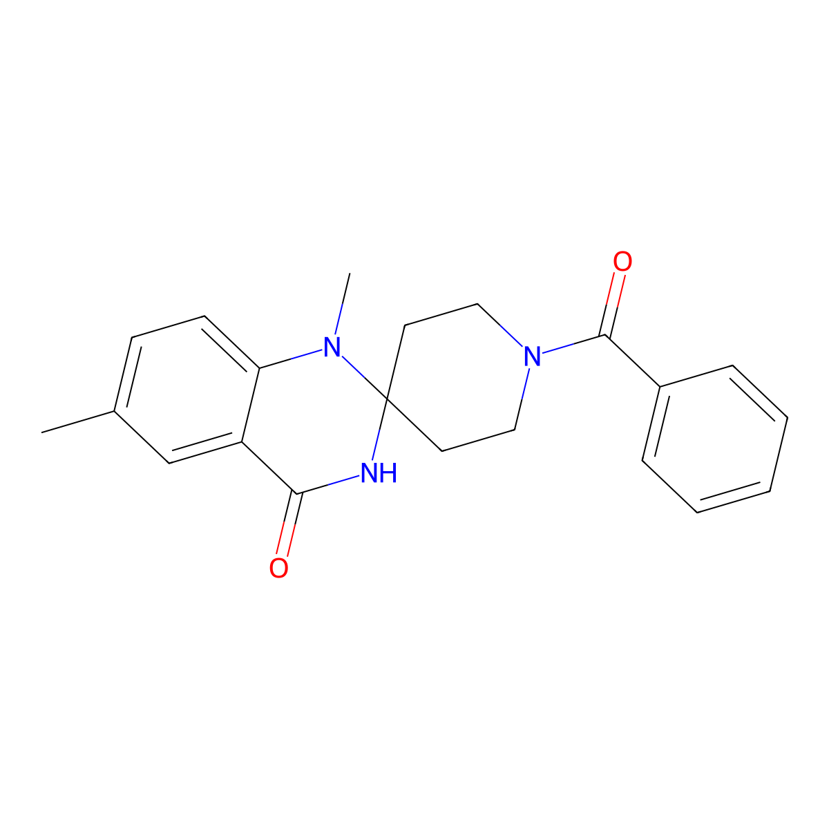 1-benzoyl-1',6'-dimethyl-3',4'-dihydro-1'H-spiro[piperidine-4,2'-quinazoline]-4'-one molecular structure, CAS 1251675-55-4