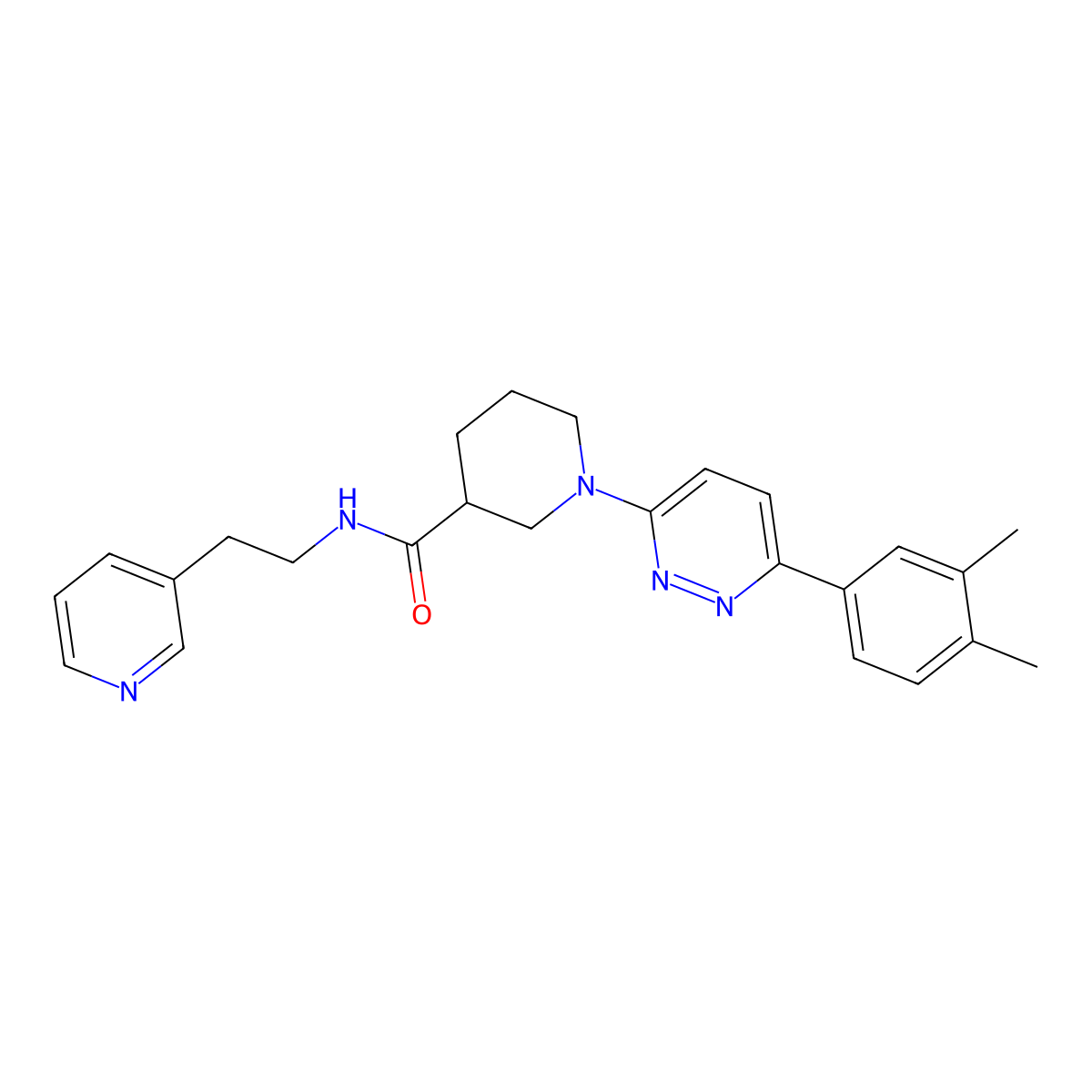 1-(6-(3,4-dimethylphenyl)pyridazin-3-yl)-N-(2-(pyridin-3-yl)ethyl)piperidine-3-carboxamide molecular structure, CAS 1251675-56-5