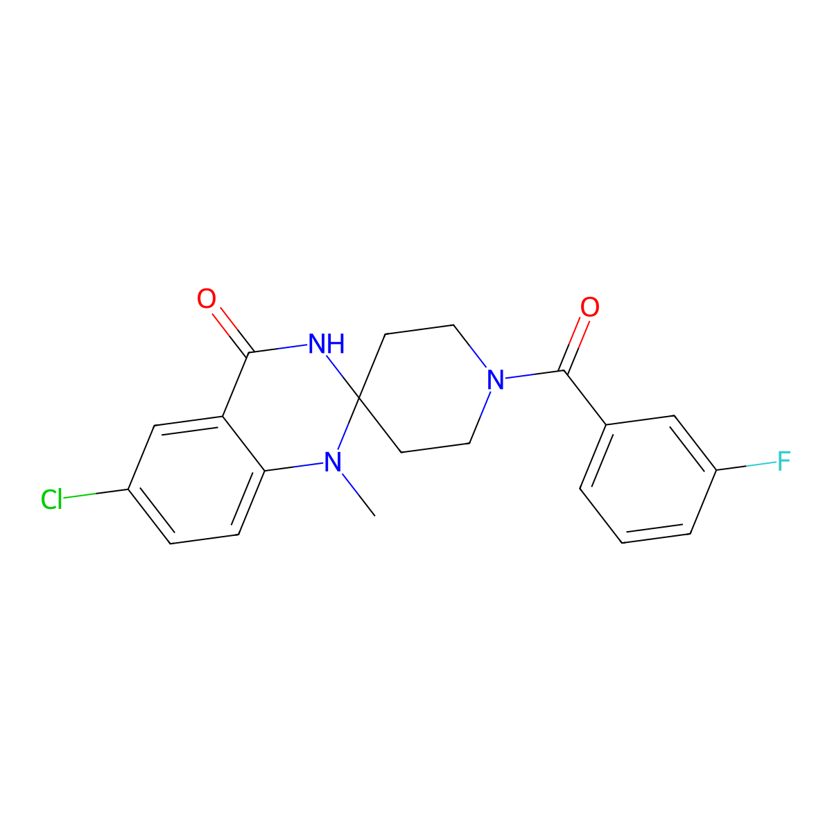 6'-chloro-1-(3-fluorobenzoyl)-1'-methyl-3',4'-dihydro-1'H-spiro[piperidine-4,2'-quinazoline]-4'-one molecular structure, CAS 1251675-58-7