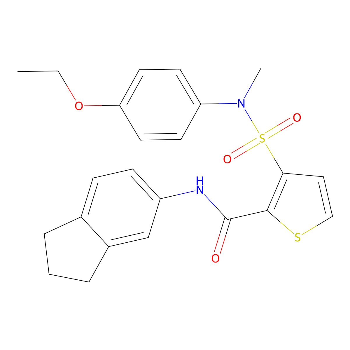N-(2,3-dihydro-1H-inden-5-yl)-3-[(4-ethoxyphenyl)(methyl)sulfamoyl]thiophene-2-carboxamide molecular structure, CAS 1251675-60-1