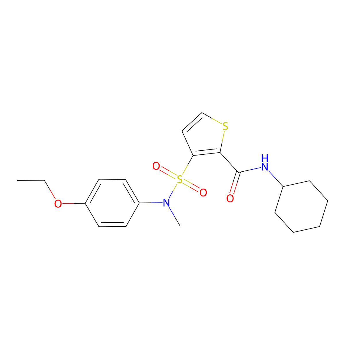 N-cyclohexyl-3-(N-(4-ethoxyphenyl)-N-methylsulfamoyl)thiophene-2-carboxamide molecular structure, CAS 1251675-65-6