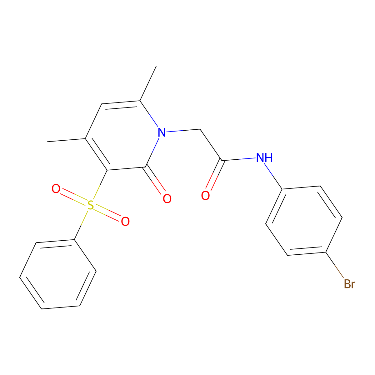 N-(4-bromophenyl)-2-[4,6-dimethyl-2-oxo-3-(phenylsulfonyl)pyridin-1(2H)-yl]acetamide molecular structure, CAS 1251675-70-3