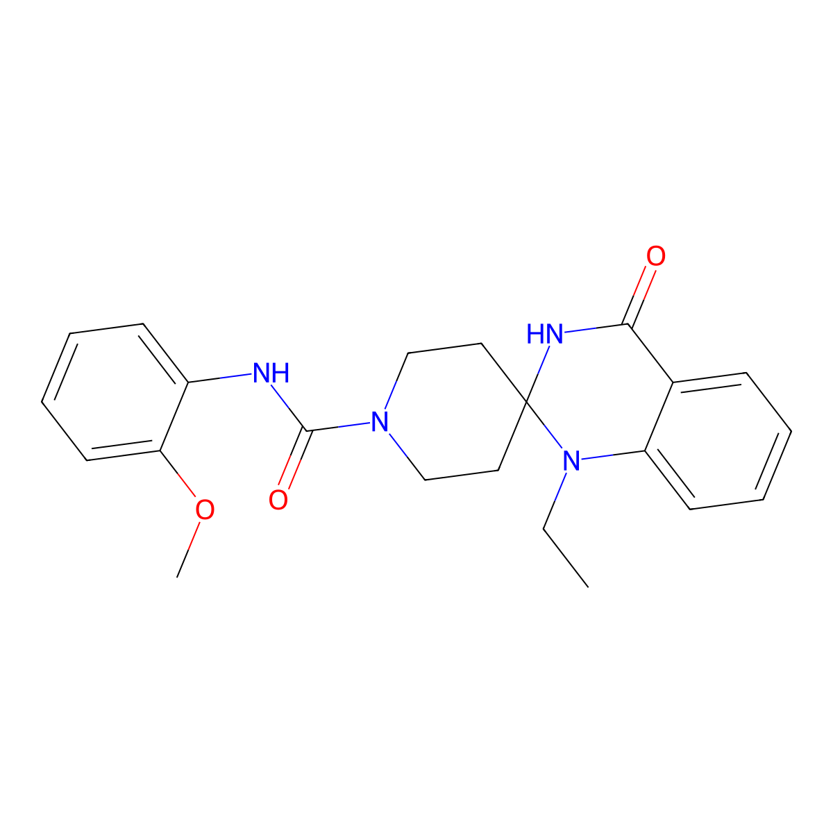 1'-ethyl-N-(2-methoxyphenyl)-4'-oxo-3',4'-dihydro-1'H-spiro[piperidine-4,2'-quinazoline]-1-carboxamide molecular structure, CAS 1251675-72-5