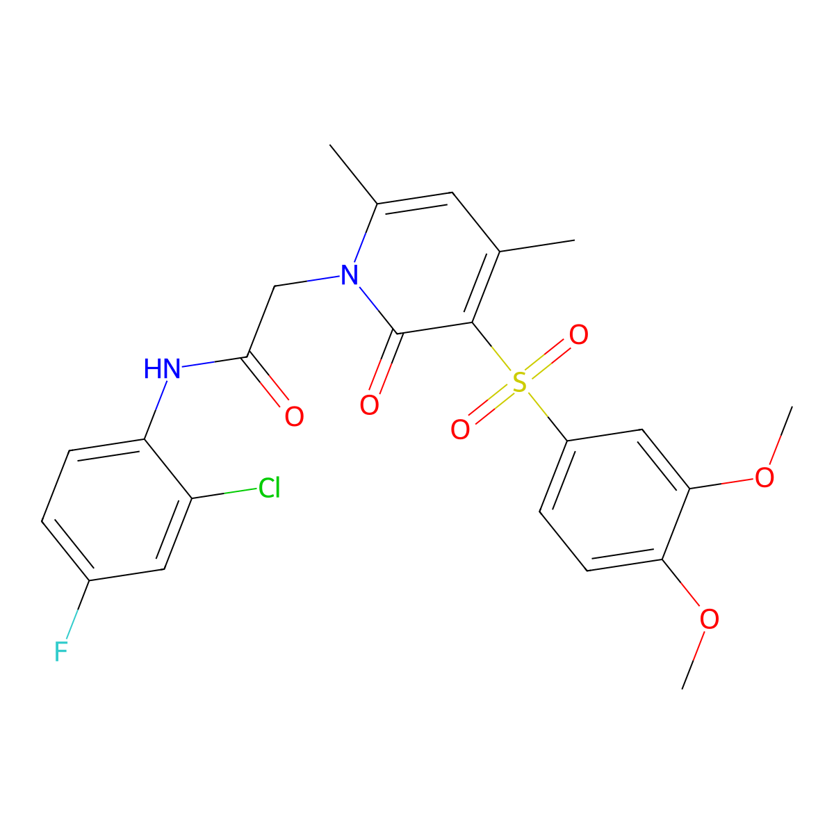 N-(2-chloro-4-fluorophenyl)-2-(3-((3,4-dimethoxyphenyl)sulfonyl)-4,6-dimethyl-2-oxopyridin-1(2H)-yl)acetamide molecular structure, CAS 1251675-79-2