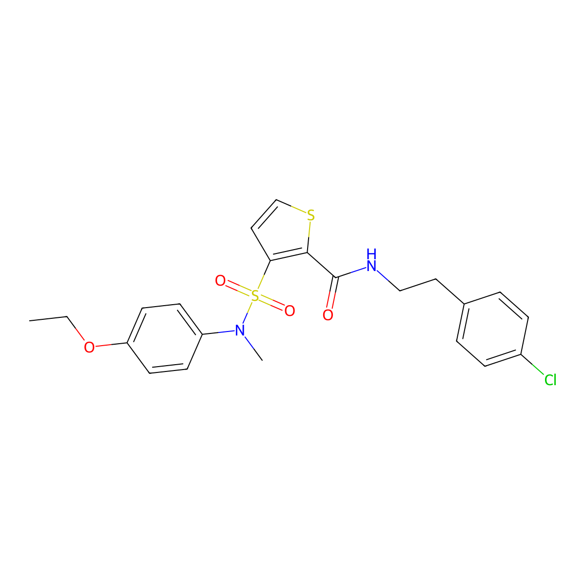 N-[2-(4-chlorophenyl)ethyl]-3-[(4-ethoxyphenyl)(methyl)sulfamoyl]thiophene-2-carboxamide molecular structure, CAS 1251675-82-7
