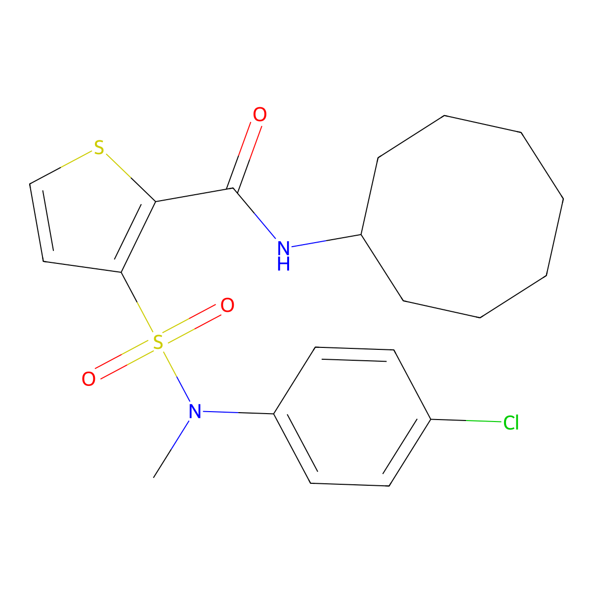 3-[(4-chlorophenyl)(methyl)sulfamoyl]-N-cyclooctylthiophene-2-carboxamide molecular structure, CAS 1251675-91-8