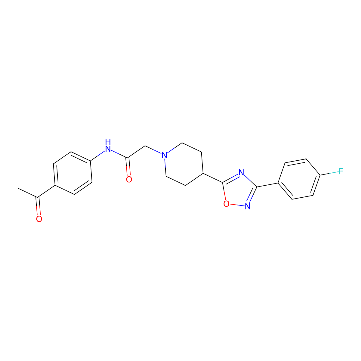 N-(4-acetylphenyl)-2-(4-(3-(4-fluorophenyl)-1,2,4-oxadiazol-5-yl)piperidin-1-yl)acetamide molecular structure, CAS 1251676-01-3
