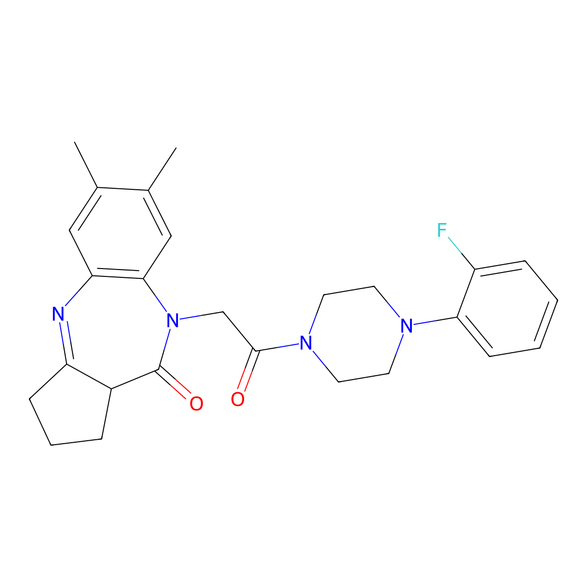 9-{2-[4-(2-Fluorophenyl)piperazin-1-yl]-2-oxoethyl}-12,13-dimethyl-2,9-diazatricyclo[8.4.0.0^{3,7}]tetradeca-1(10),2,11,13-tetraen-8-one molecular structure, CAS 1251676-06-8