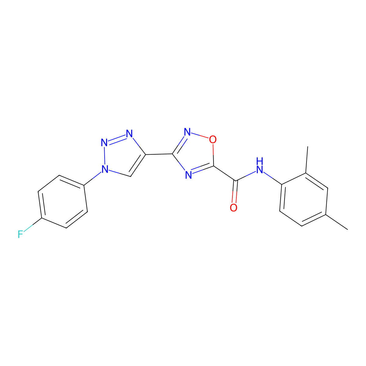 N-(2,4-dimethylphenyl)-3-[1-(4-fluorophenyl)-1H-1,2,3-triazol-4-yl]-1,2,4-oxadiazole-5-carboxamide molecular structure, CAS 1251676-09-1