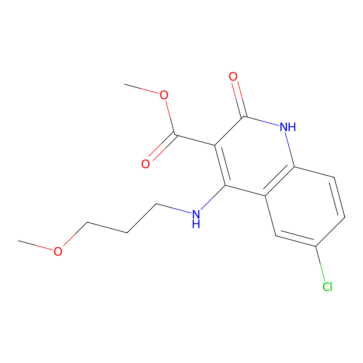 Methyl 6-chloro-4-((3-methoxypropyl)amino)-2-oxo-1,2-dihydroquinoline-3-carboxylate molecular structure, CAS 1251676-10-4