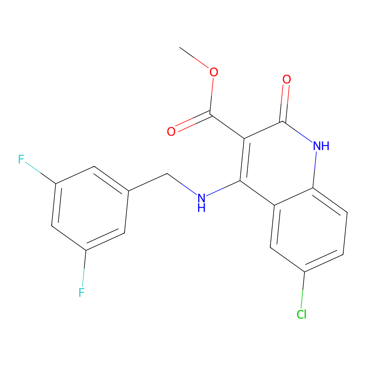 Methyl 6-chloro-4-((3,5-difluorobenzyl)amino)-2-oxo-1,2-dihydroquinoline-3-carboxylate molecular structure, CAS 1251676-17-1