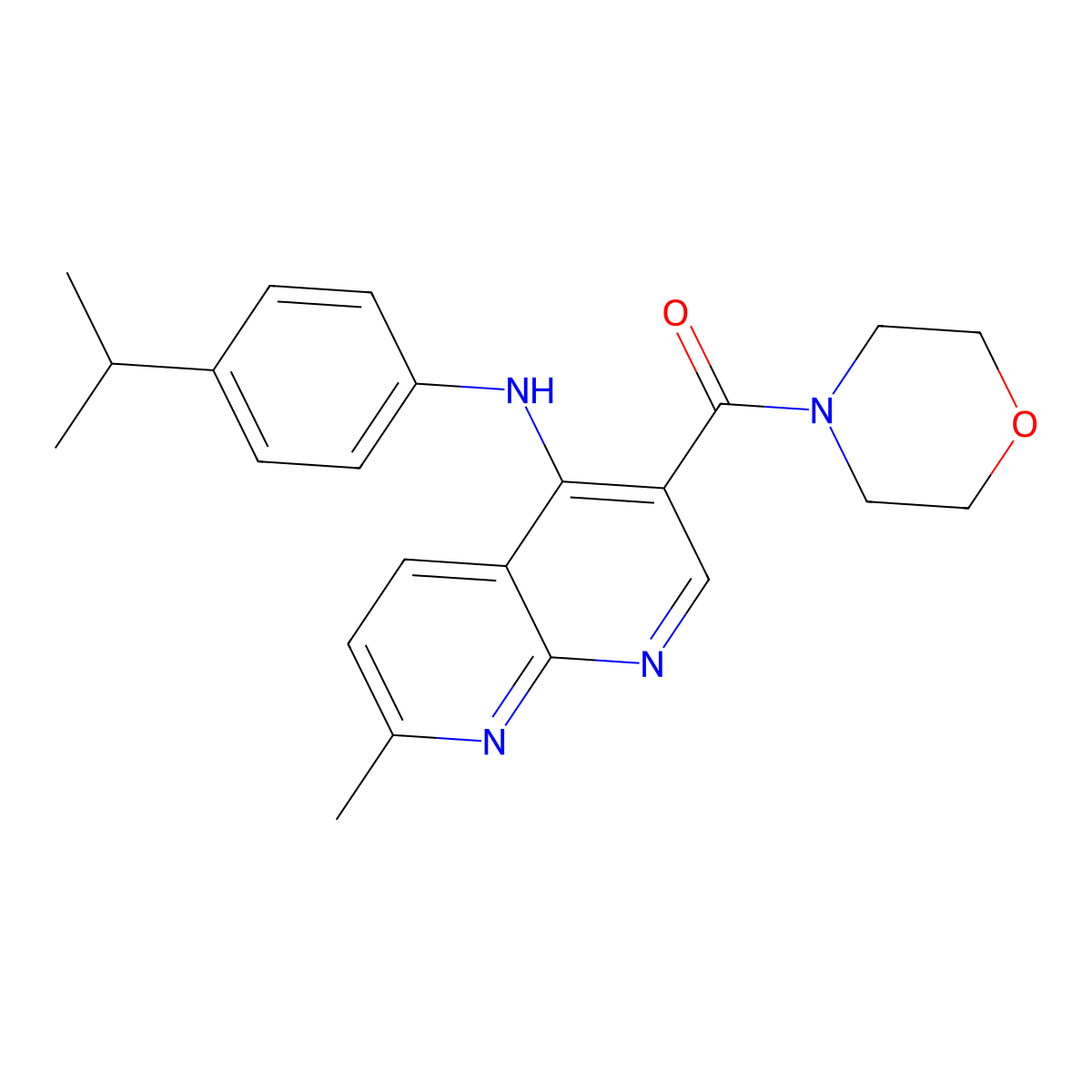 (4-((4-Isopropylphenyl)amino)-7-methyl-1,8-naphthyridin-3-yl)(morpholino)methanone molecular structure, CAS 1251676-22-8
