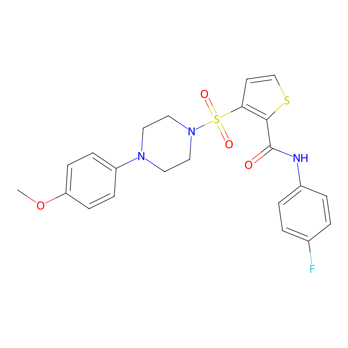 N-(4-fluorophenyl)-3-{[4-(4-methoxyphenyl)piperazin-1-yl]sulfonyl}thiophene-2-carboxamide molecular structure, CAS 1251676-24-0