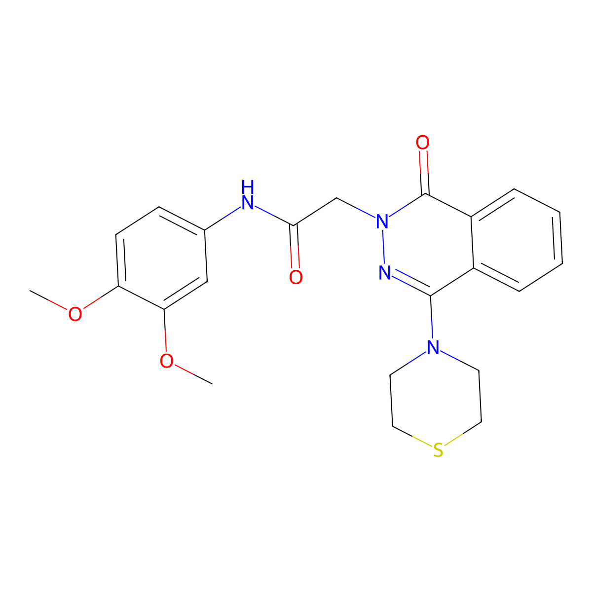 N-(3,4-dimethoxyphenyl)-2-[1-oxo-4-(thiomorpholin-4-yl)-1,2-dihydrophthalazin-2-yl]acetamide molecular structure, CAS 1251676-28-4
