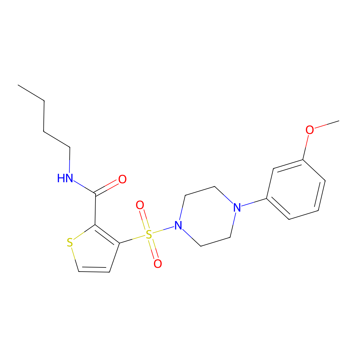 N-butyl-3-{[4-(3-methoxyphenyl)piperazin-1-yl]sulfonyl}thiophene-2-carboxamide molecular structure, CAS 1251676-29-5