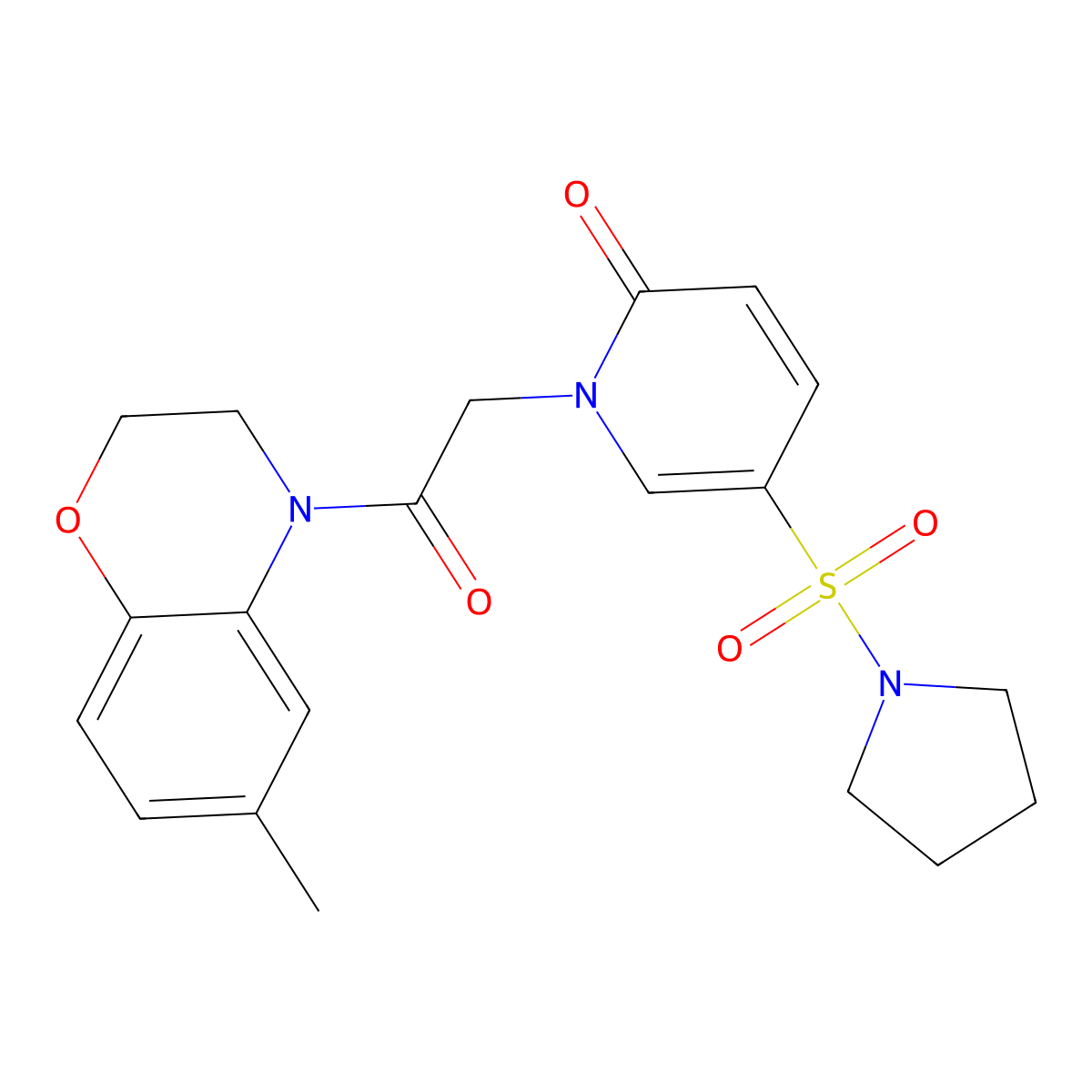 1-(2-(6-methyl-2H-benzo[b][1,4]oxazin-4(3H)-yl)-2-oxoethyl)-5-(pyrrolidin-1-ylsulfonyl)pyridin-2(1H)-one molecular structure, CAS 1251676-31-9