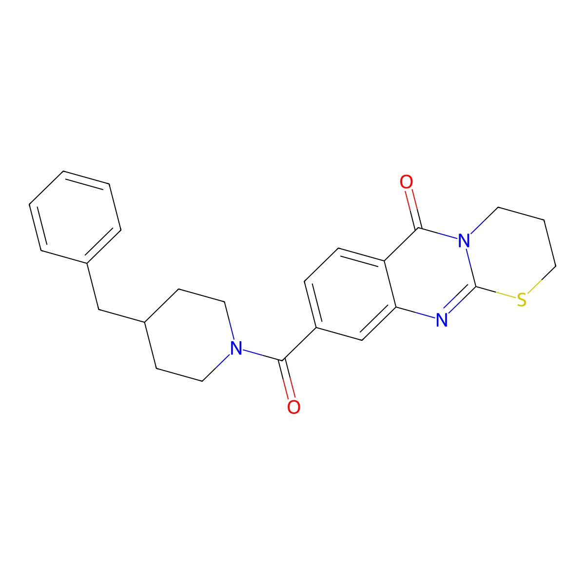 9-(4-benzylpiperidine-1-carbonyl)-3,4-dihydro-[1,3]thiazino[2,3-b]quinazolin-6(2H)-one molecular structure, CAS 1251676-35-3