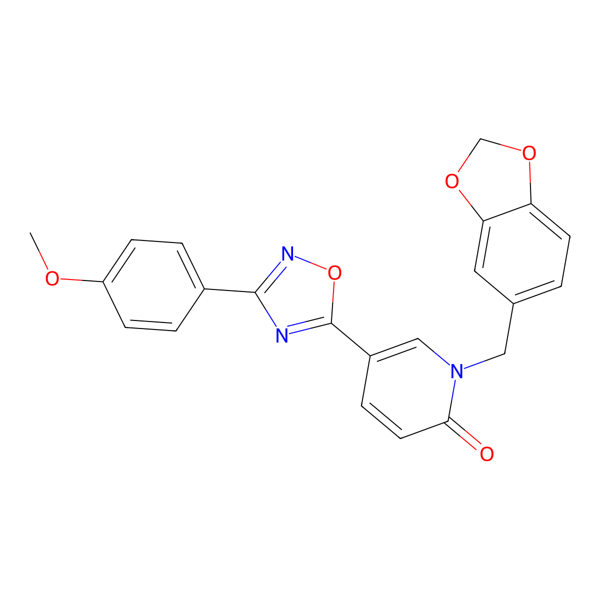 1-(benzo[d][1,3]dioxol-5-ylmethyl)-5-(3-(4-methoxyphenyl)-1,2,4-oxadiazol-5-yl)pyridin-2(1H)-one molecular structure, CAS 1251676-38-6