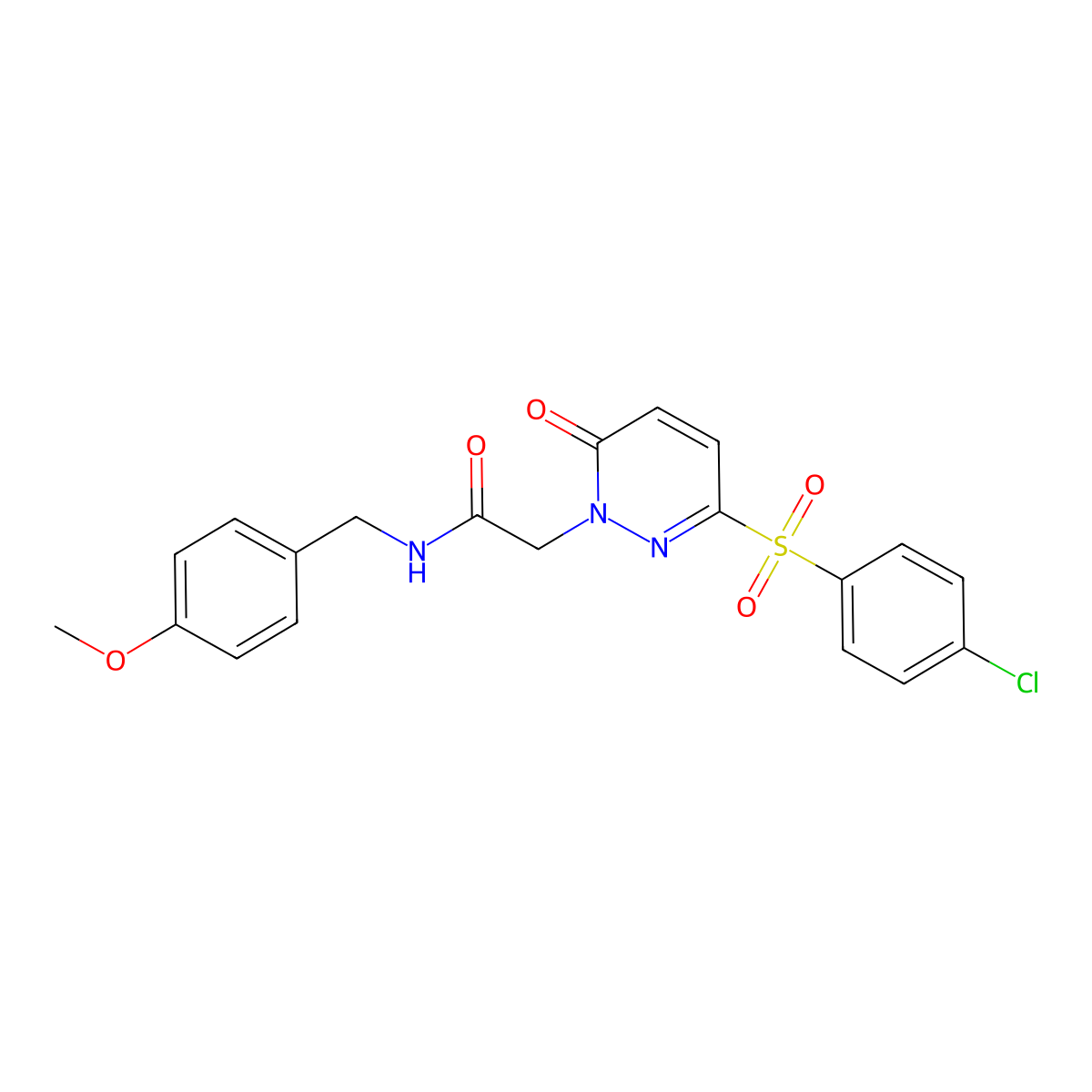 2-(3-((4-chlorophenyl)sulfonyl)-6-oxopyridazin-1(6H)-yl)-N-(4-methoxybenzyl)acetamide molecular structure, CAS 1251676-39-7