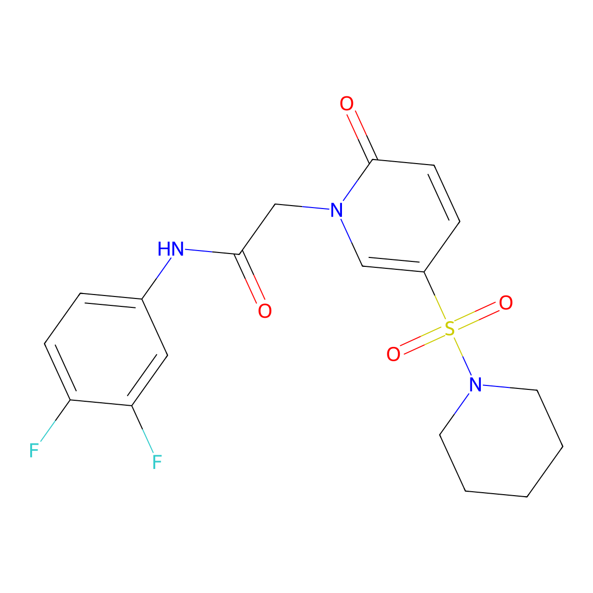 N-(3,4-difluorophenyl)-2-(2-oxo-5-(piperidin-1-ylsulfonyl)pyridin-1(2H)-yl)acetamide molecular structure, CAS 1251676-40-0