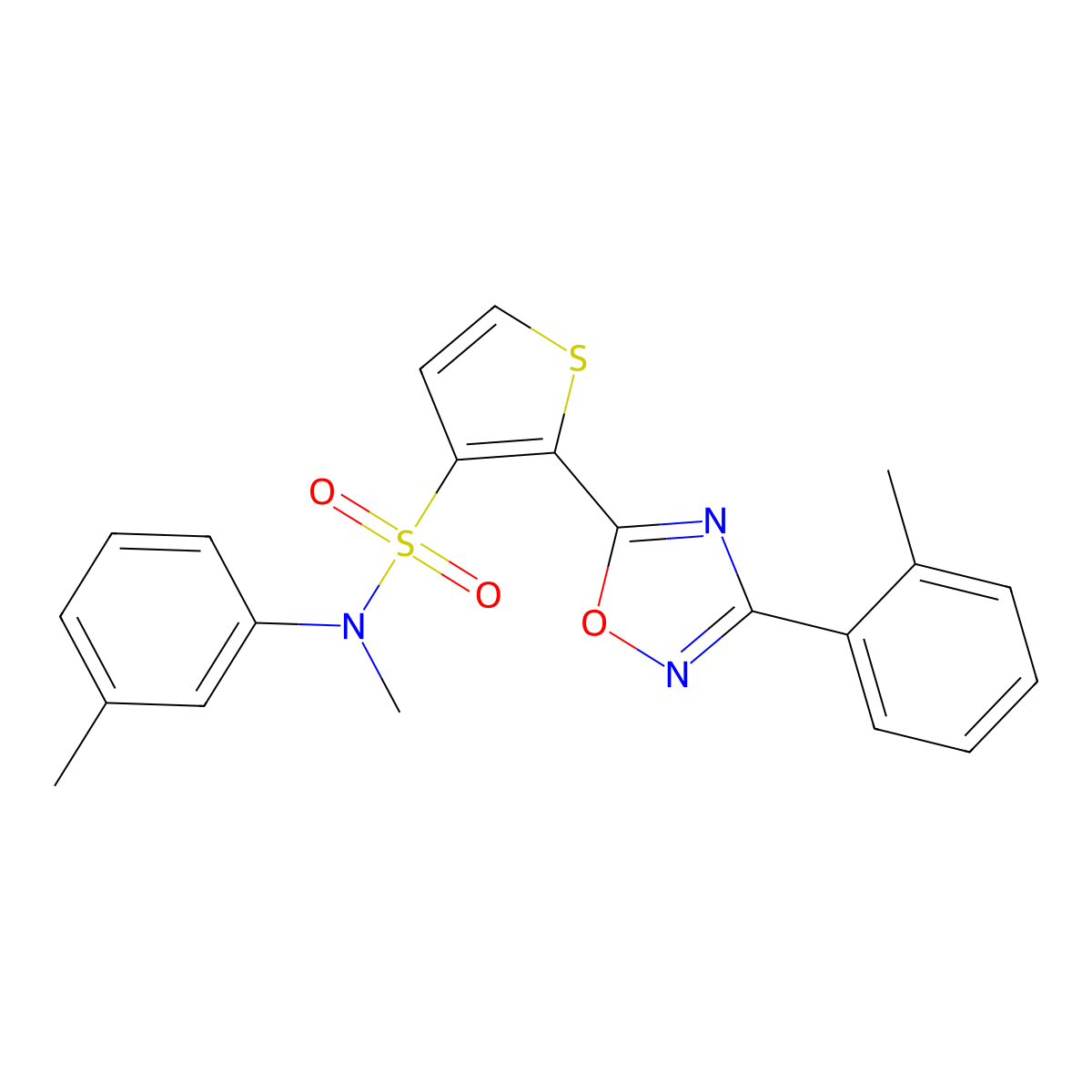 N-methyl-N-(3-methylphenyl)-2-[3-(2-methylphenyl)-1,2,4-oxadiazol-5-yl]thiophene-3-sulfonamide molecular structure, CAS 1251676-43-3