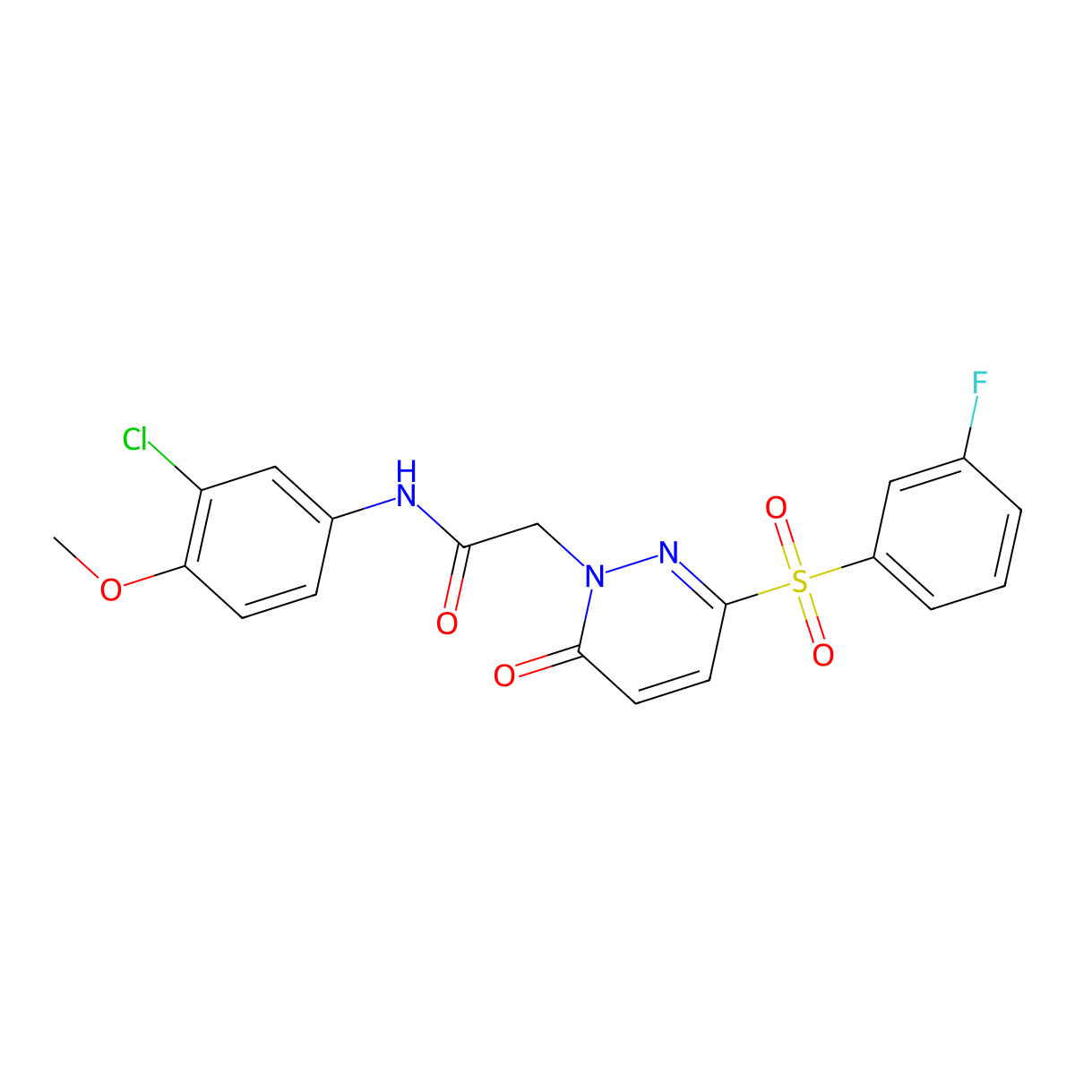 N-(3-chloro-4-methoxyphenyl)-2-(3-((3-fluorophenyl)sulfonyl)-6-oxopyridazin-1(6H)-yl)acetamide molecular structure, CAS 1251676-46-6