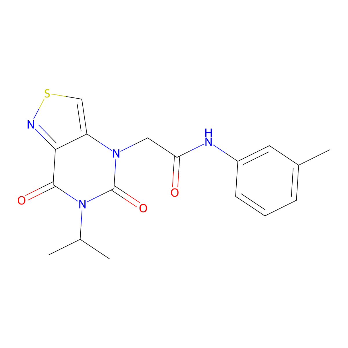 2-[5,7-dioxo-6-(propan-2-yl)-4H,5H,6H,7H-[1,2]thiazolo[4,3-d]pyrimidin-4-yl]-N-(3-methylphenyl)acetamide molecular structure, CAS 1251676-49-9