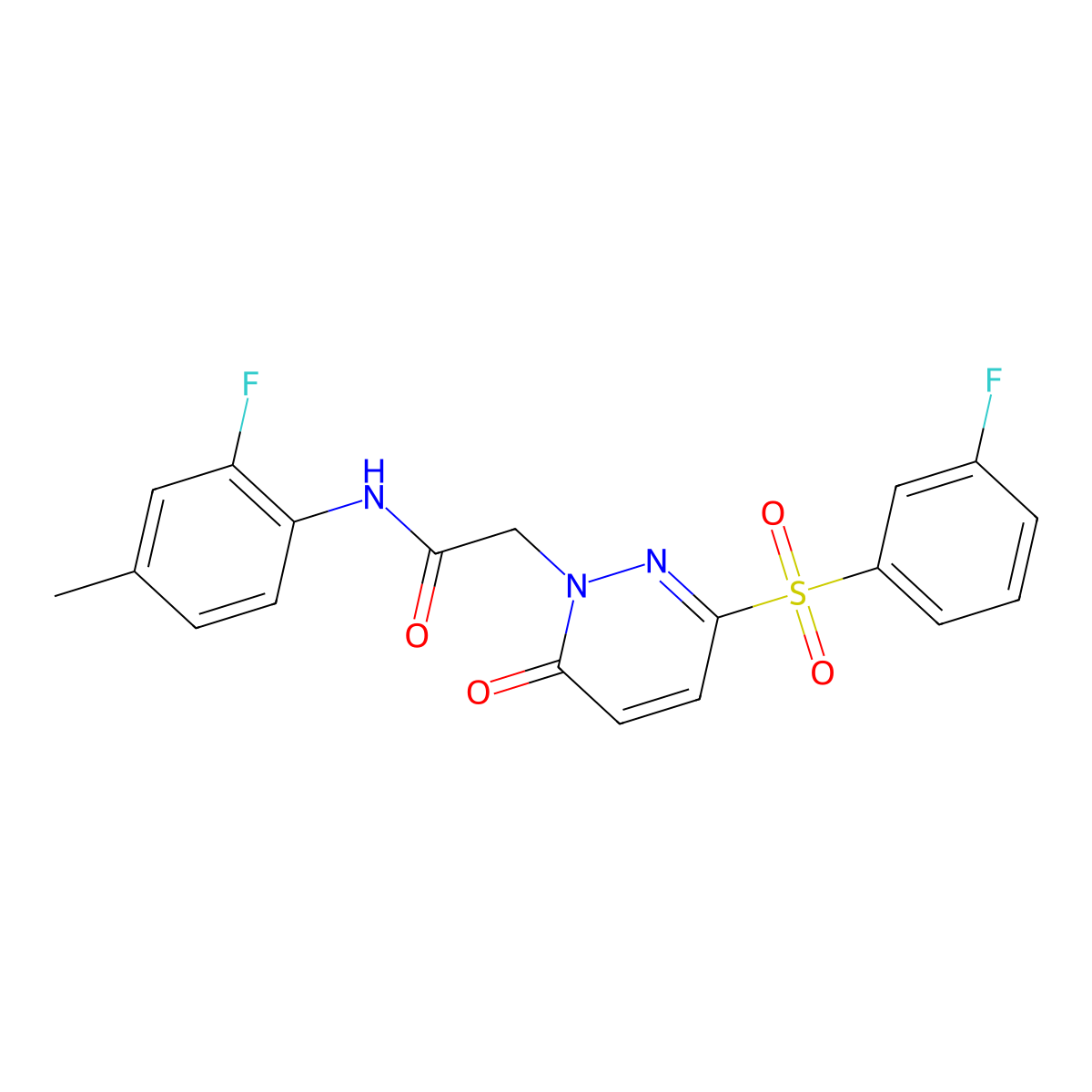 N-(2-fluoro-4-methylphenyl)-2-[3-(3-fluorobenzenesulfonyl)-6-oxo-1,6-dihydropyridazin-1-yl]acetamide molecular structure, CAS 1251676-50-2